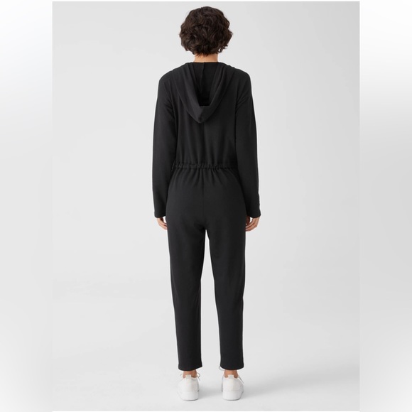NWT EILEEN FISHER Cozy Brushed Terry Hooded Jumpsuit - Picture 2 of 5